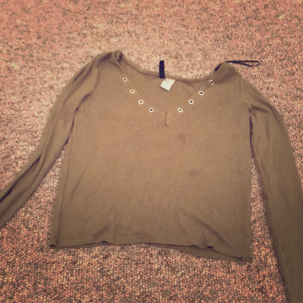 army green lace up shirt